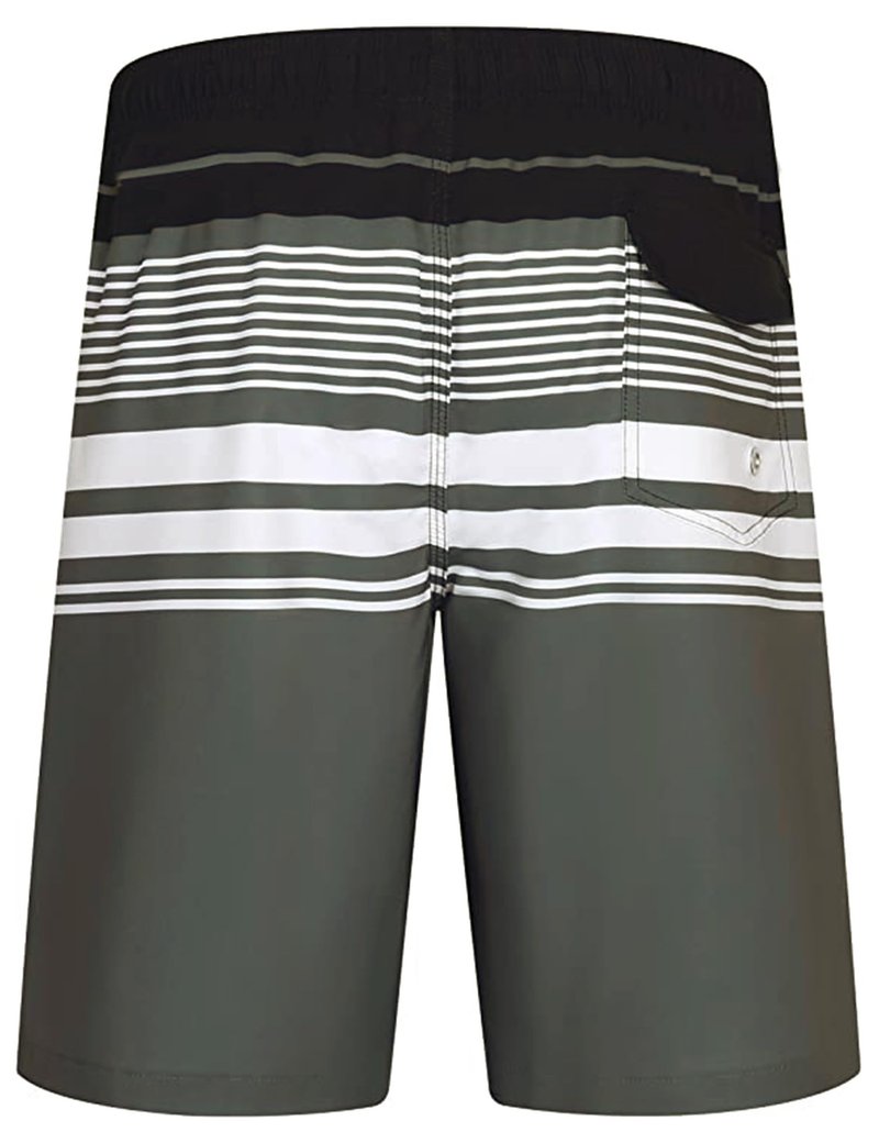 ELETOP Men's Swim Trunks Quick Dry Bathing Suit Swimming Board Shorts Mesh Lining Beach Swimwear Stripe Grey 3XL