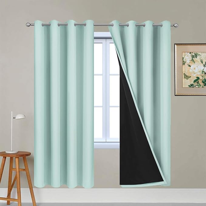 Yakamok 100% Blackout Curtains Energy Saving Thermal Insulated 2 Thick Layers