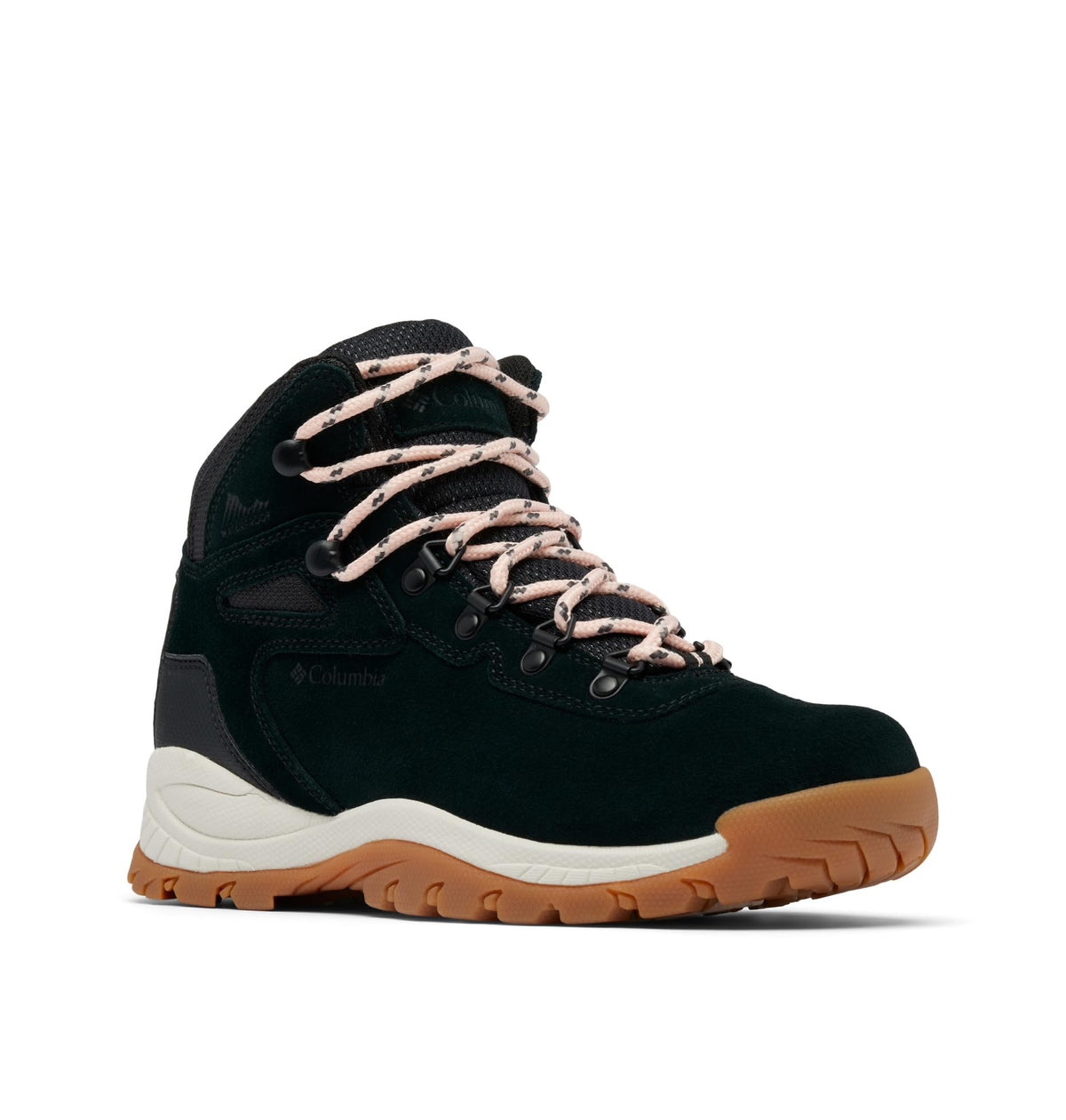 Columbia Womens Newton Ridge Plus Waterproof Amped, Black/Blush Rose, 5.5 Wide