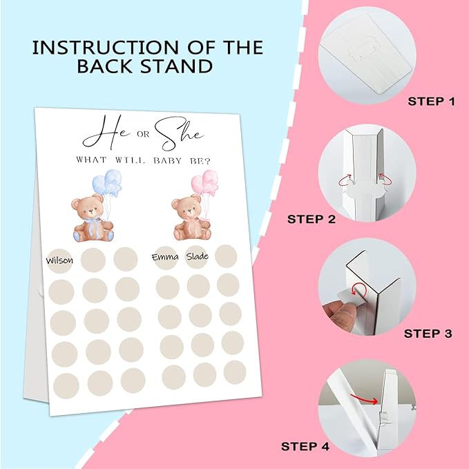 Gender Reveal Party Games, Teddy Theme Baby Gender Reveal Voting Board Sign, Teddy Boy Girl Voting with Two Pens, He or She, Baby Bear Gender Reveal Party Decorations Games for Boy or Girl Shower