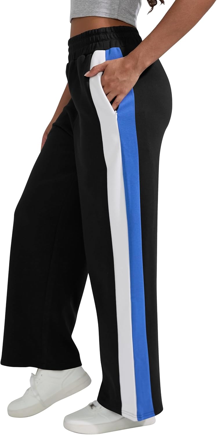 Skiennix Women's Wide Leg Sweatpants - Baggy Fit Cotton Track Pants with Pockets | High Waisted