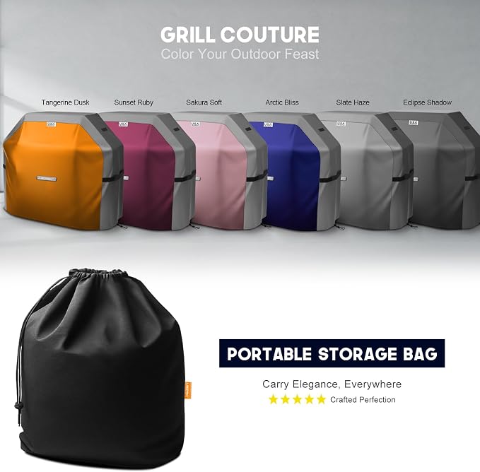 LIBZAKI Grill Cover 420D Waterproof, Weather Resistant, Rip-Proof, Anti-UV, Fade Resistant,Gas Grill Cover for Weber,Char Broil,Nexgrill Grills, etc.60 inches-Black