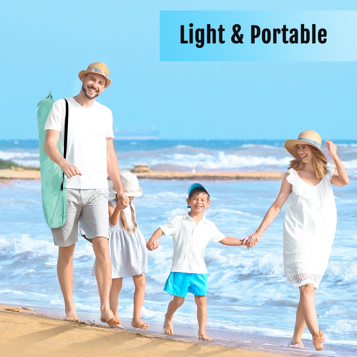 WhiteFang Deluxe Beach Tent - UV Protection Sun Shade Shelter for 3-6 People | Extendable Floor & Ventilating Windows