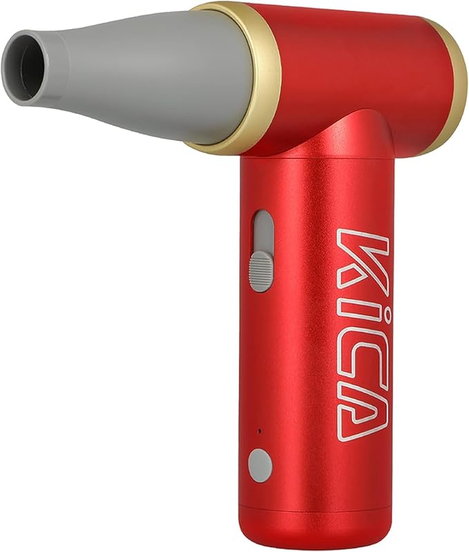 KiCA Jetfan 2S Electric Air Duster for Computer/Keyboard/House Cleaning/Camera Lens/Camping/BBQ/Car/Barbershop/Hair Drying,100000RPM,Upgraded Nozzle/BatteryLife,Air Can Substitute Tool-Red