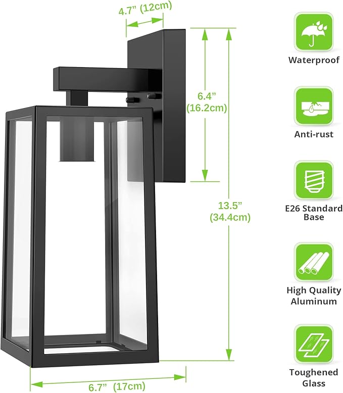 MAXvolador Outdoor Wall Sconce, Large Exterior Waterproof Wall Lantern Light