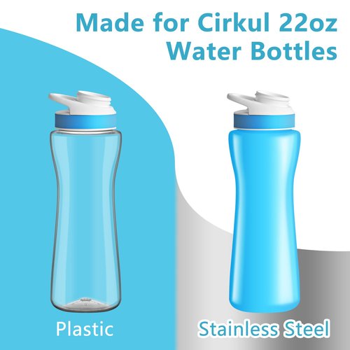2Pcs Protective Sleeves with Detachable Strap for Cirkul Water Bottle, for 22 oz Plastic & Stainless Steel, Anti-slip Cover Made for Cirkul Accessories, Sweat Absorbing Material, Blue & Purple