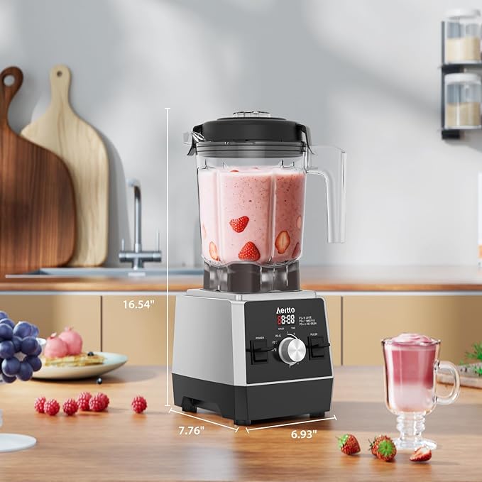 Aeitto Blenders for Kitchen with 68Oz. Large Capacity, 1800W Max Power Smoothie blender, 3 Preset Programs & 7 Speeds, Professional Countertop Blender for Smoothies, Ice Crush, Frozen Drinks, Black