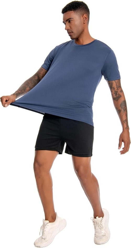 Nutria Men's Dry Fit Workout Shirts - 3 Pack Short Sleeve Athletic Tees | Moisture-Wicking & Breathable
