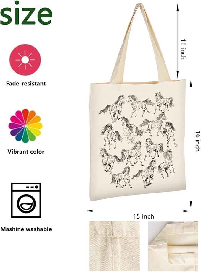 AUSVKAI Canvas Tote Bag Aesthetic for Women, Cute Reusable Cloth Cotton Bags for Shopping Beach Grocery