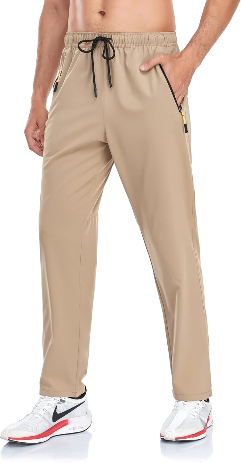 Rapoo Men's Lightweight Athletic Pants - Quick Dry with Zipper Pockets for Travel | Versatile Comfort