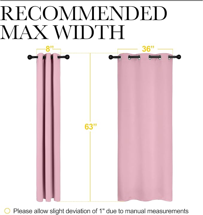NICETOWN Room Darkening Curtains 63" Long Set of 2