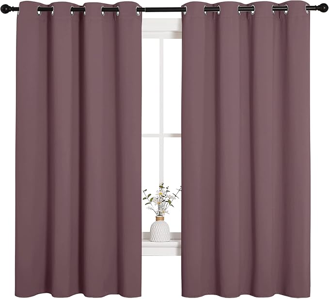 NICETOWN Bedroom Curtain Panels Blackout Draperies, Dry Rose, 1 Pair, 55 by