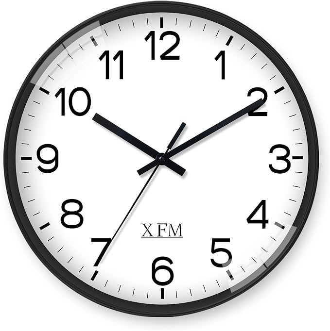 XFM Large Wall Clock Black Silent Wall Clocks Battery Operated 16 Inch Modern