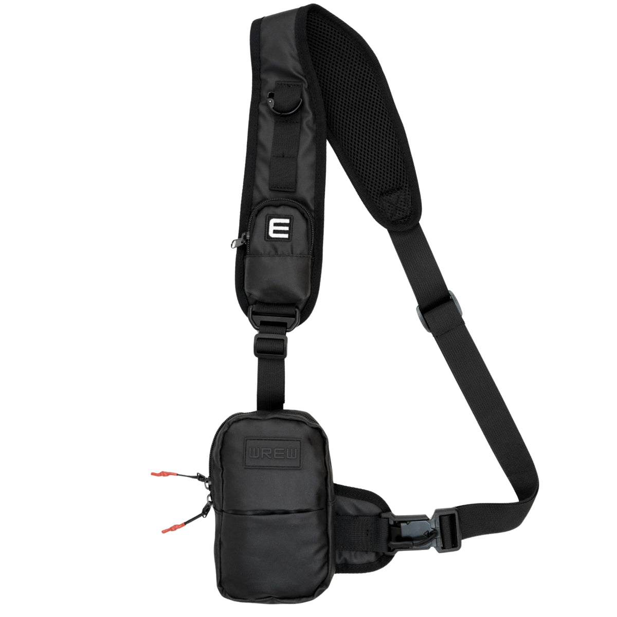 WREW Small Sling Bag for Men-Cross body bag with Shoulder Straps,Mini Sling Crossbody bag for Women-Travel Backpack for Hiking,Daypack Multipurpose Over the Shoulder Chest Bags with Keyholder(Black)