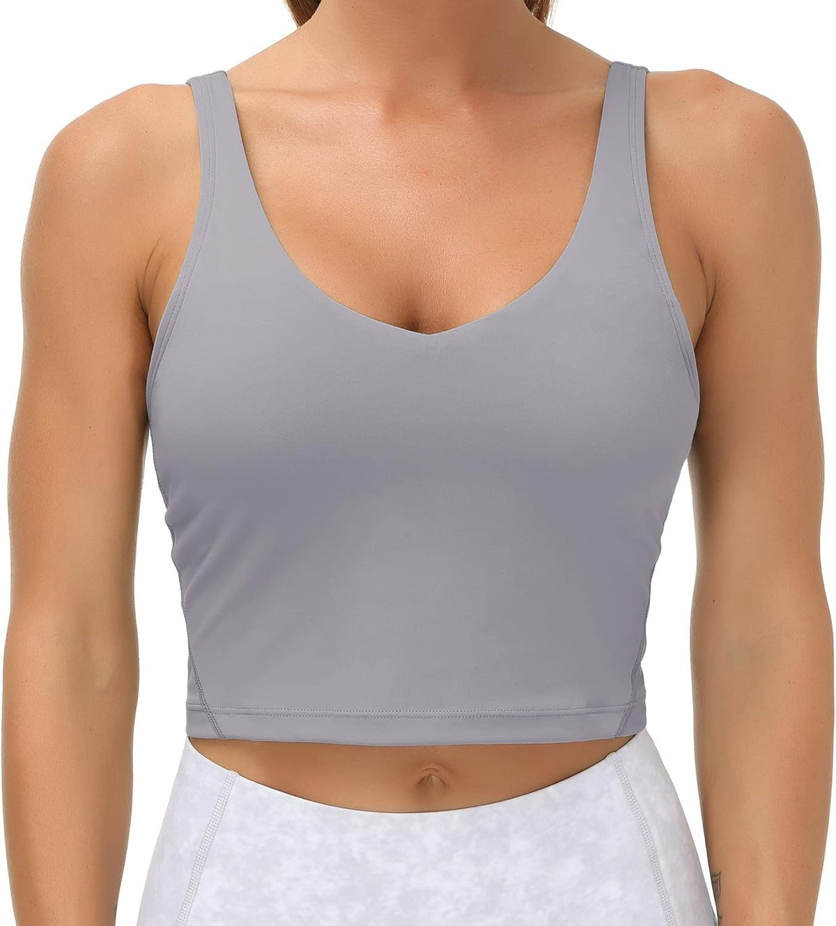 The Gym People Women's Longline Sports Bra - Wirefree Padded with Medium Support
