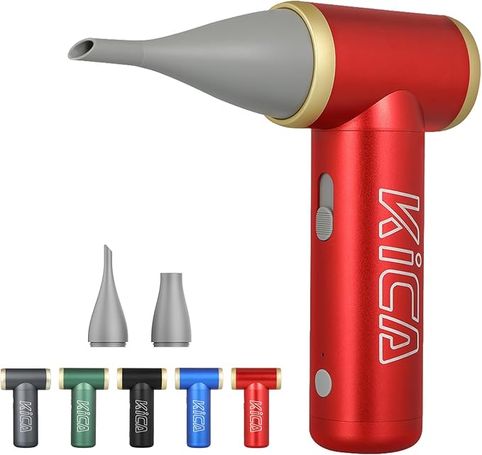 KiCA Jetfan 2S Electric Air Duster for Computer/Keyboard/House Cleaning/Camera Lens/Camping/BBQ/Car/Barbershop/Hair Drying,100000RPM,Upgraded Nozzle/BatteryLife,Air Can Substitute Tool-Red