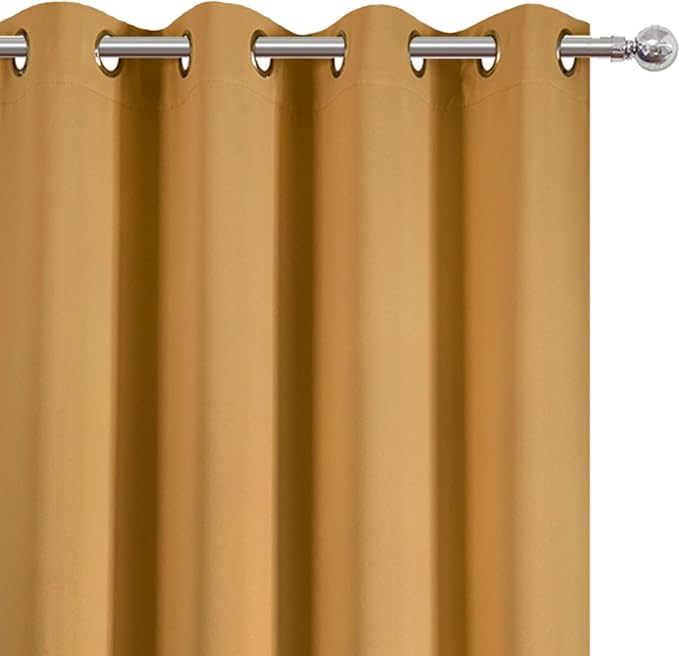 LEMOMO Mustard Yellow Thermal Blackout Curtains/52 x 72 Inch/Set of 2 Panels