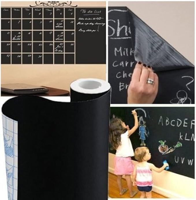 Chalkboard Contact Paper Wall Sticker 2 ft. x 9.9 ft. DIY Adhesive Blackboard