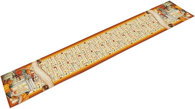 Fall Pumpkin Table Runner Rustic Farmhouse Mushrooms Leaves Berries Lanterns Thanksgiving Theme Home Decor for Farmhouse Indoor Outdoor Party Holiday Dining Kitchen Restaurant Cafe W13xL90in