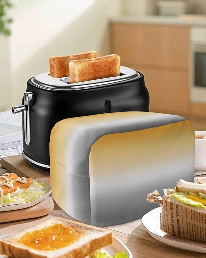 Toaster Cover 4 Slice Yellow and Grey Ombre Toaster Oven Cover with Pockets Gradient Color Dustproof Bakeware Protector Small Kitchen Appliance Dust Covers and Fingerprint Protection for Women