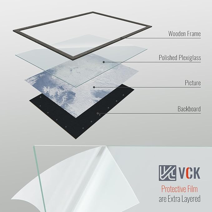 VCK 20x30 Poster Frame Set of 4 - Grey, Gallery-Quality Wood Picture Frames, 1.1-Inch Wide Border, Polished Plexiglass, Vertical or Horizontal Wall Display for Photo/Art/Prints, Grey