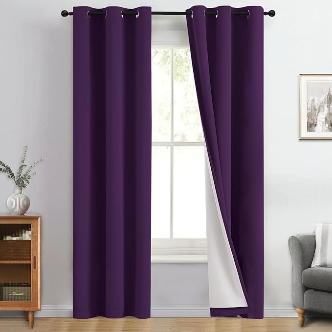 Yakamok 100% Blackout Curtain Panels 84 inches Cold and Light Blocking Drapes