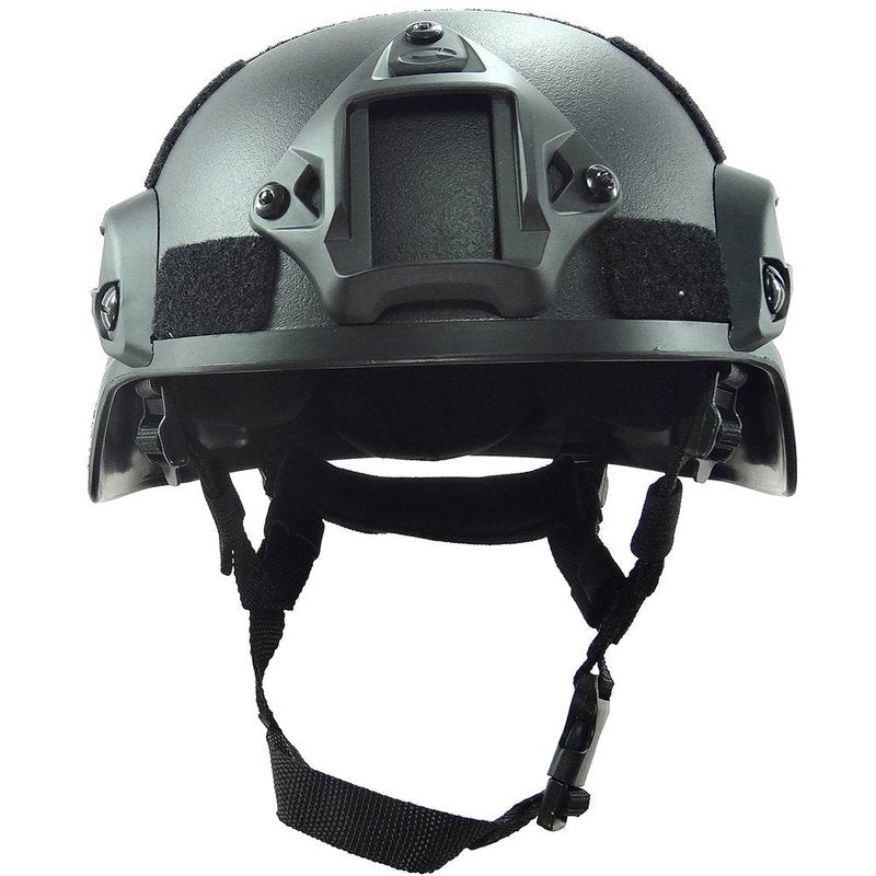 OneTigris Helmet MICH 2000, 3mm ABS Plastic Adjustable ACH Tactical Helmet with Ear Protection, Front NVG Mount and Side Rail (Black)
