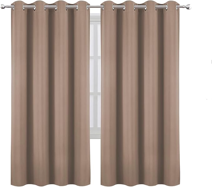 LEMOMO Blackout Curtains 66 x 72 Inch Long Cappuccino Curtains Set of 2 Panels