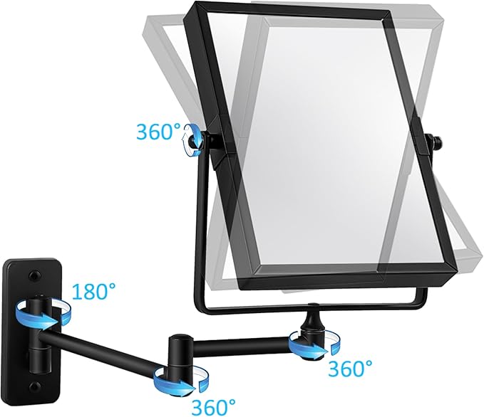 QiMH 3X Magnified Wall Mounted Mirror, Rectangular 8x6 Inch