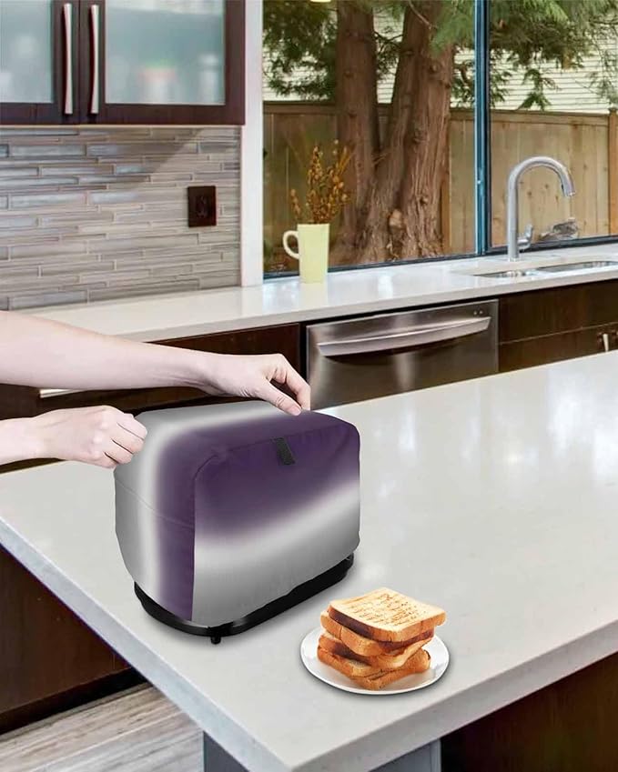 Toaster Cover 2 Slice Purple Grey Ombre Toaster Oven Cover with Pockets Gradient Gradual Color Dustproof Bakeware Protector Small Kitchen Appliance Dust Covers and Fingerprint Protection for Women