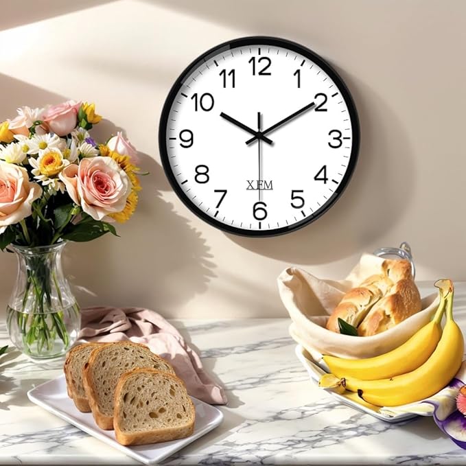 XFM Wall Clock 12 Inch Modern Small Wall Clocks Battery Operated Silent Non