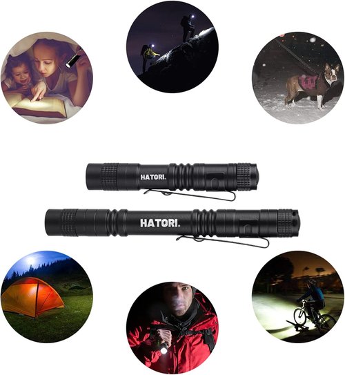 HATORI LED Mini Flashlight, Bright Small Handheld Pocket Flashlights Tactical High Lumens Pen Light for Camping, Outdoor, Emergency, 1 Pack(3.55Inch)