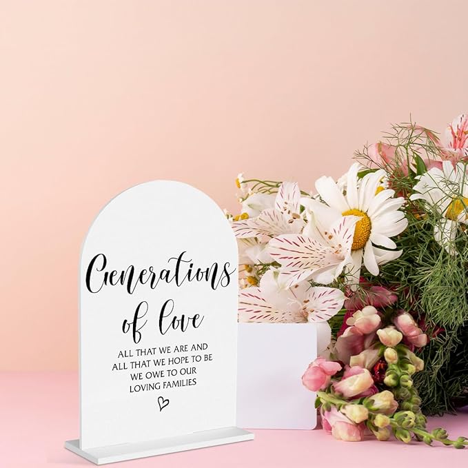 Wedding Signs Generations of Love Sign Modern Wedding Sign for Engagement Bridal Shower Ceremony Reception Event Birthday Party Clear Table Acrylic Decor