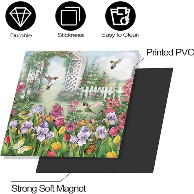 Garden Flower Cover Dishwasher Magnet Door Sticker,Spring Floral Refrigerator Magnetic Bird Fridge Decal Kitchen Decorative Vinyl Panel Home Appliance Magnets 23"x26"