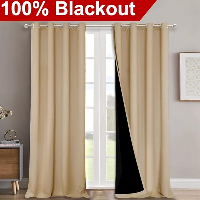 NICETOWN Full Shading Curtains 90 inches Long 2 Panels Set