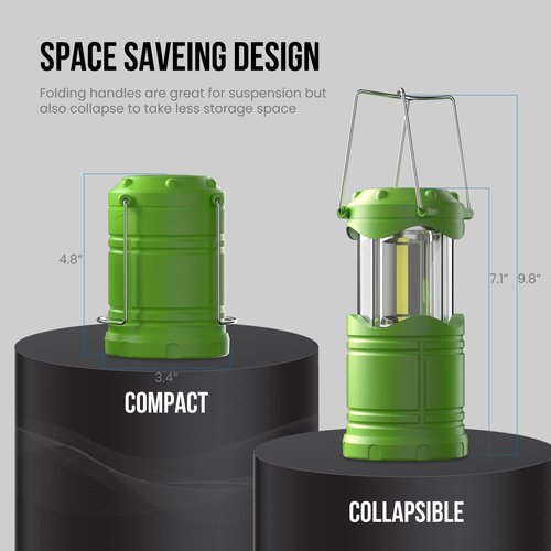 Lichamp LED Camping Lantern - 4 Pack Battery Powered Flashlights for Emergencies | Portable Green Light