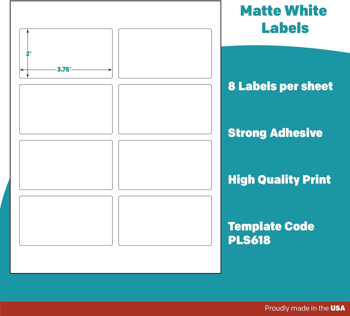 Premium Label Supply White Sticker Mailing Labels – 3.75" x 2" – Laser/Inkjet Compatible – (8 per Sheet), 1000 Sheets – 8,000 Total Adhesive Labels