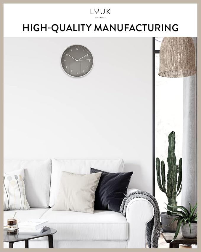 LUUK LIFESTYLE Wall Clock with Silent Movement, Minimalist Scandinavian Design