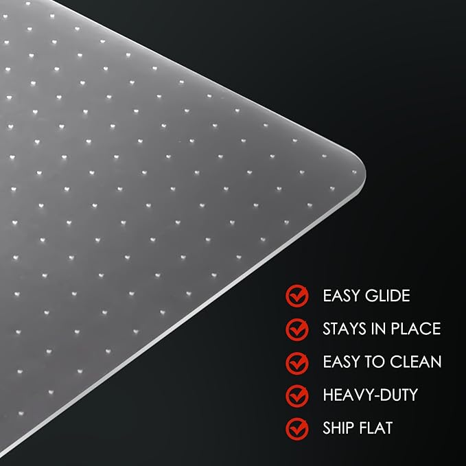 Kuyal Office Chair Mat for Carpet, 2 Pack 36x 48 Clear Heavy Duty Computer Chair Mat, Under Desk Protector Carpeted Floors Mat, Easy Chair Movement,Ship Flat