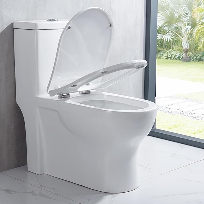 SADALAK Soft Close Quick Release Toilet Seat Elongated- Heavy Duty Adjustable Stainless Hinges, D/U Shape Toilet Seats Cover for Easy Cleaning & Simple Top Fixing - White Toilet Lid