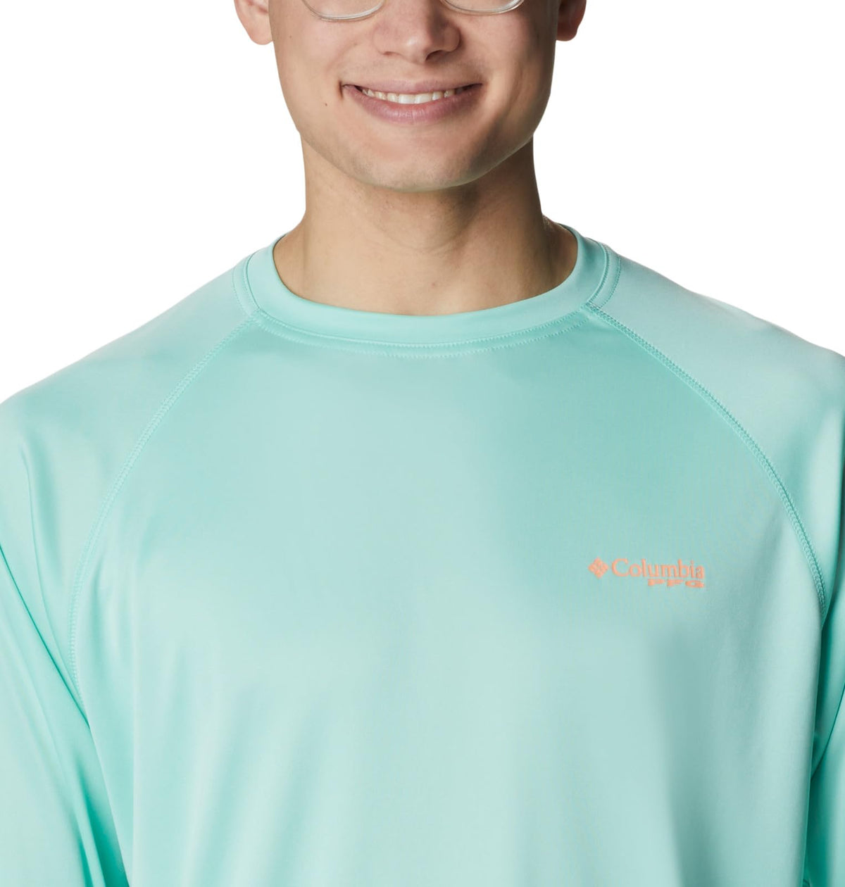 Columbia Men's Terminal Tackle Long Sleeve Shirt, Mint Cay/Bright Nectar Logo, 3X Tall