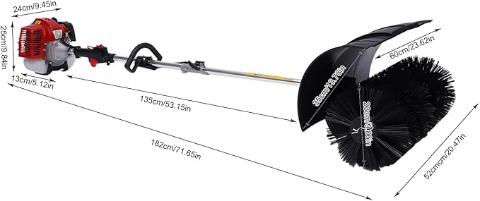 Gasoline Powered Sweeper 52CC 1000ML Hand Held Broom Cleaning Tools 1700W 2.3HP Artificial Grass Power Brush Lawn Sweeper