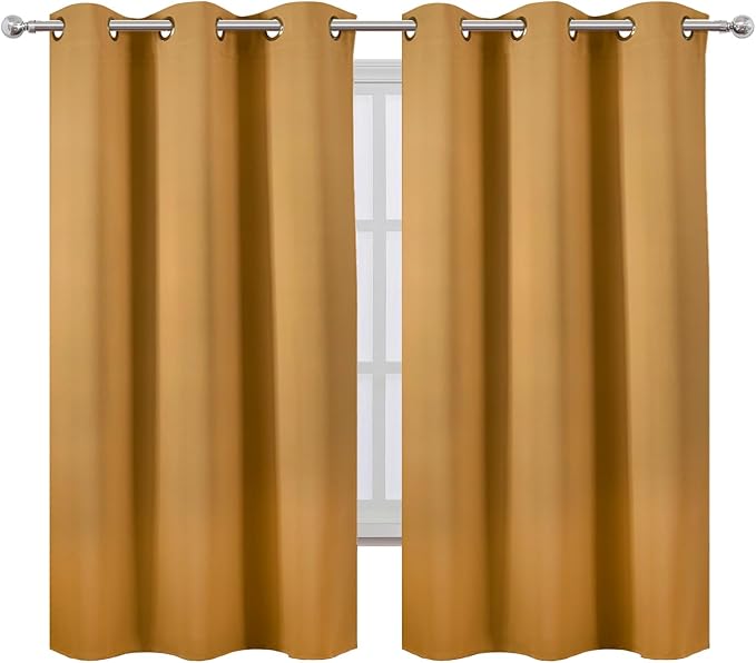 LEMOMO Mustard Yellow Thermal Blackout Curtains/38 x 63 Inch/Set of 2 Panels