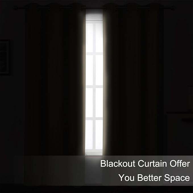 LEMOMO Blackout Curtains 66 x 84 inch/Khaki Curtains Set of 2 Panels/Thermal