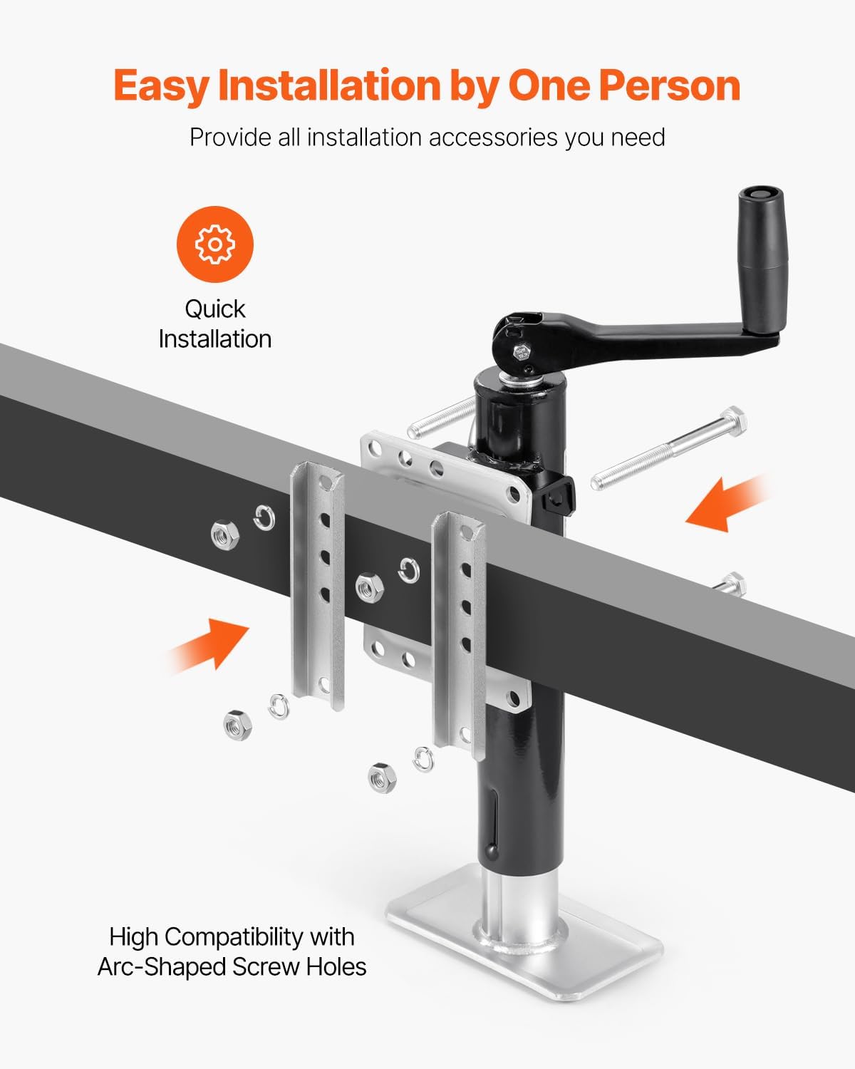 VEVOR Heavy Duty Trailer Jack - 2000 lbs Load Capacity | 10" Swivel Lift for RVs, Horse & Utility Trailers