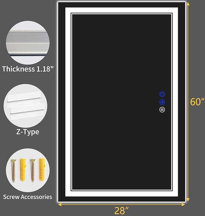 60"x28" LED Bathroom Mirror