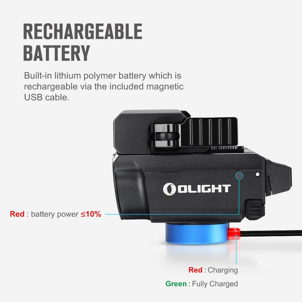 OLIGHT PL-Mini 2 Valkyrie 600 Lumens Magnetic USB Rechargeable Compact Hunting Gear with Adjustable Rail, High Performance CW LED Flashlight with Built-in Battery