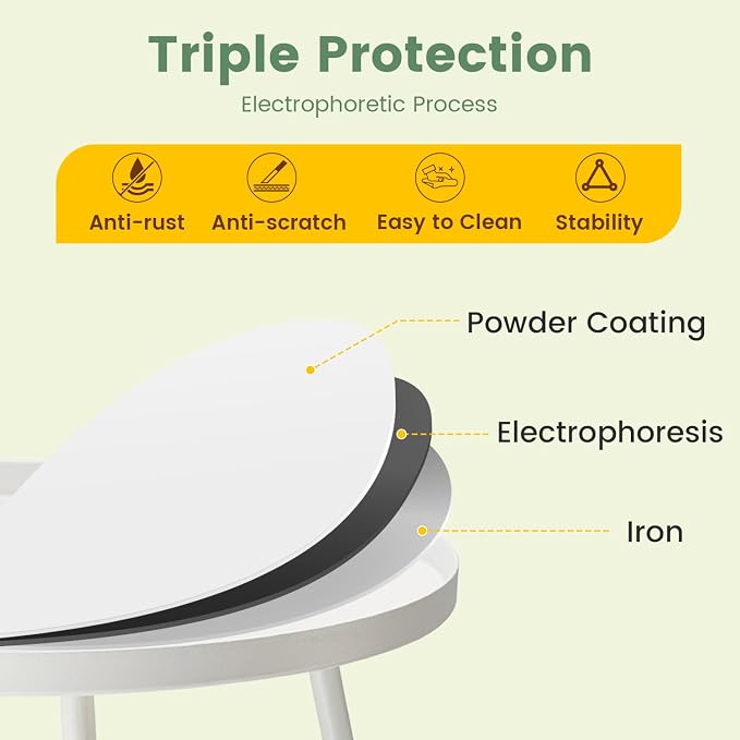 danpinera Outdoor Side Tables, Weather Resistant Steel Patio Side Table, Small Round Outdoor End Table Metal Side Table for Patio Yard Balcony Garden Bedside White