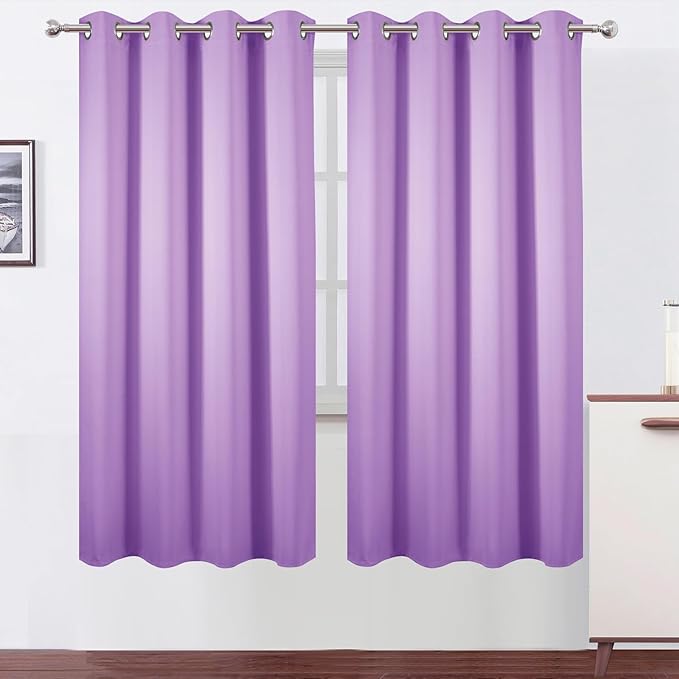 LEMOMO Blackout Curtains 66 x 72 Inch Long Lavender Curtains Set of 2 Panels