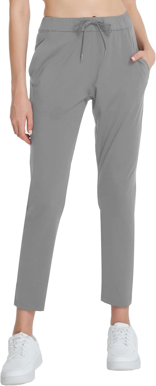 Foucome Women's Golf Pants - Stretchy 7/8 Ankle Sweatpants with Pockets for Athletic & Travel